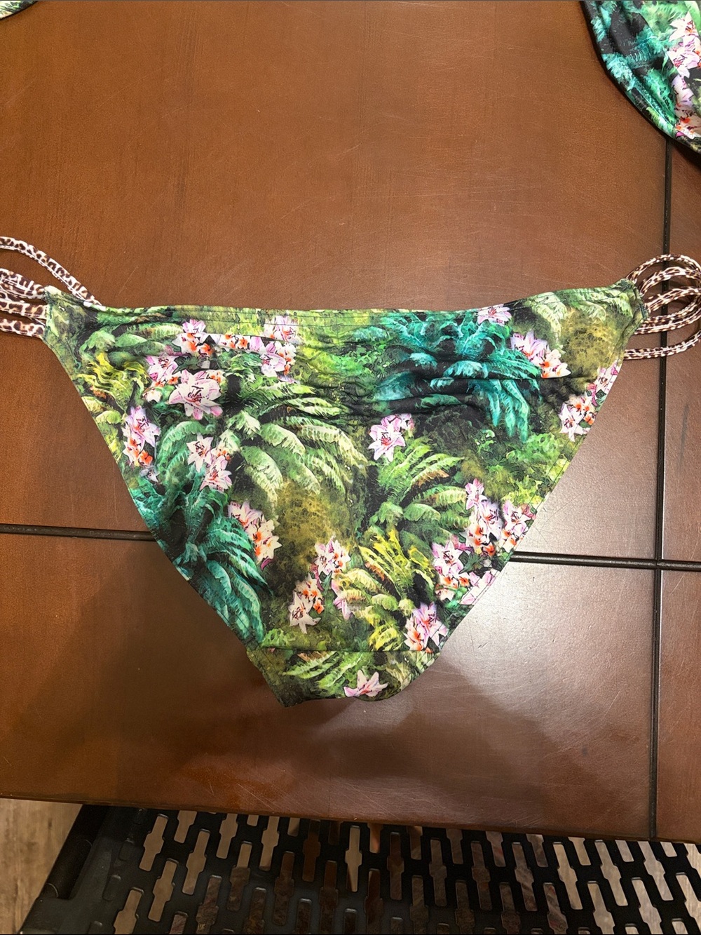 Freya Green Tropical Floral Bikini Set with Pink Accents 3 pieces - Picture 3 of 9
